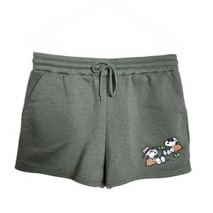 Peanuts Snoopy Olive Green Fleece Lounge Shorts XL